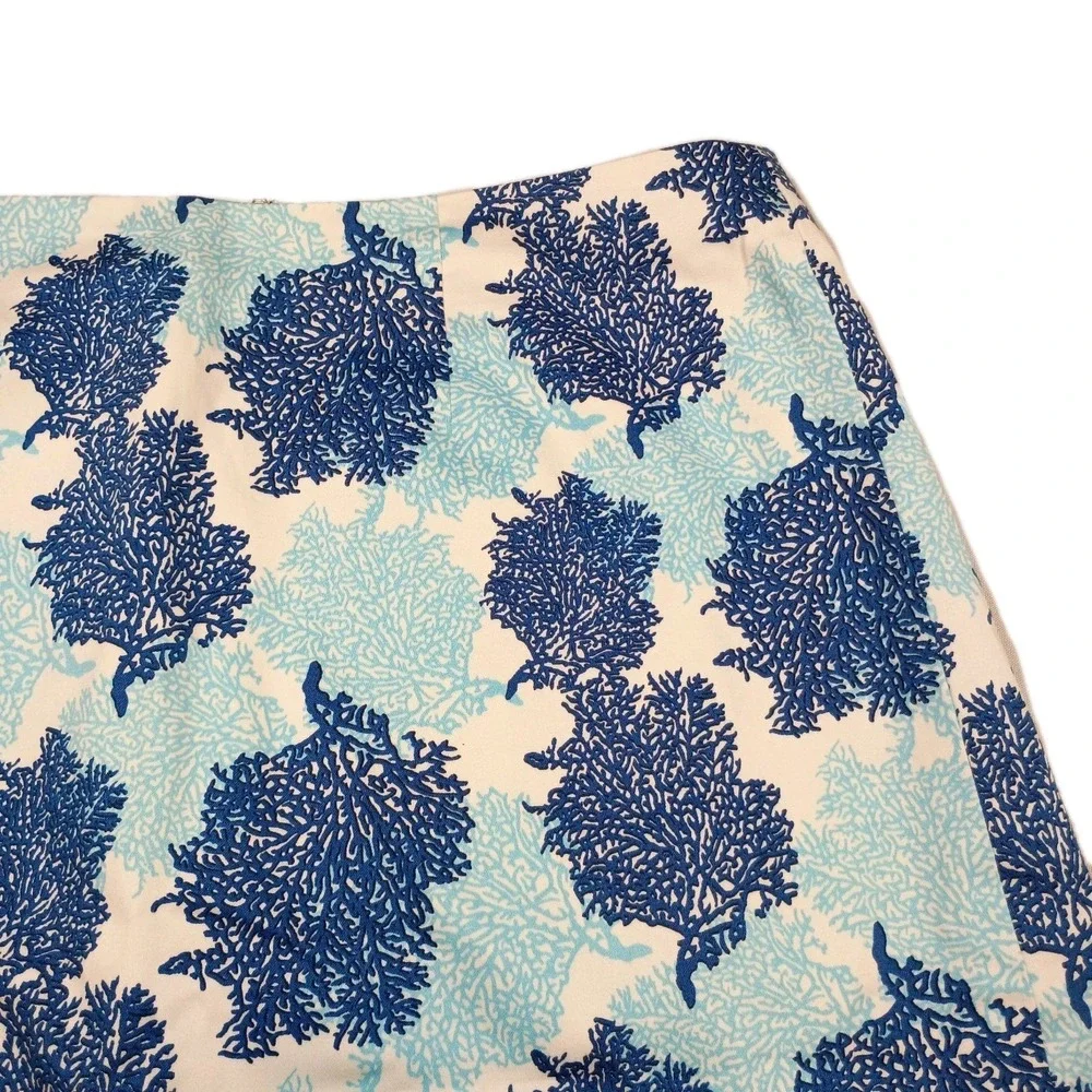 Vineyard Vines Skirt Womens 4 Blue All Over Print‎ Coral Casual Beach Preppy - Picture 2 of 8